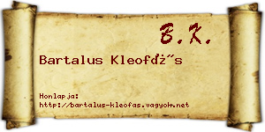 Bartalus Kleofás névjegykártya